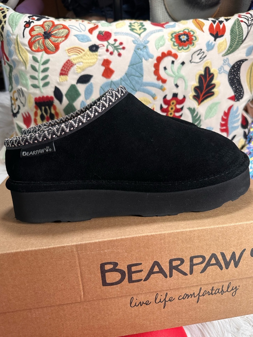 Bearpaw • Martis Platform Leather & Wool Slippers - Picture 3 of 14